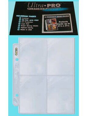 20 ULTRA PRO PLATINUM 4 POCKET MINI pages 2.5x3.5 team set card album sheets